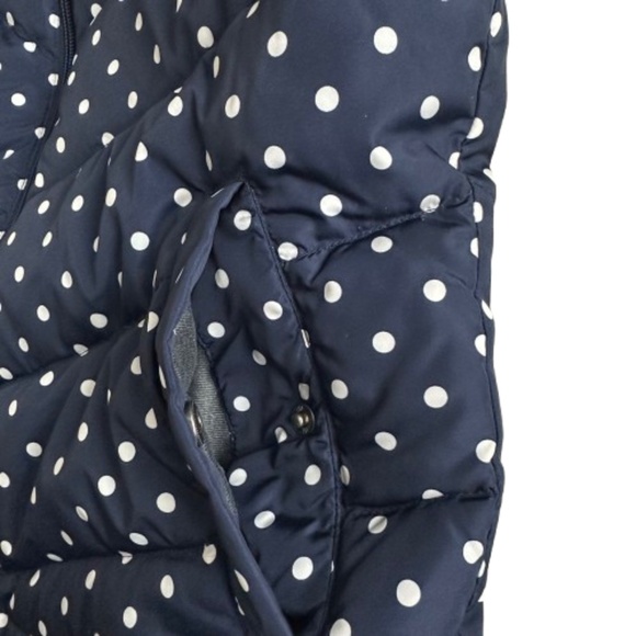 Lands' End Women' S Navy Dark Blue with White Polkadots Zip Up Down Puffer Vest - Picture 5 of 10